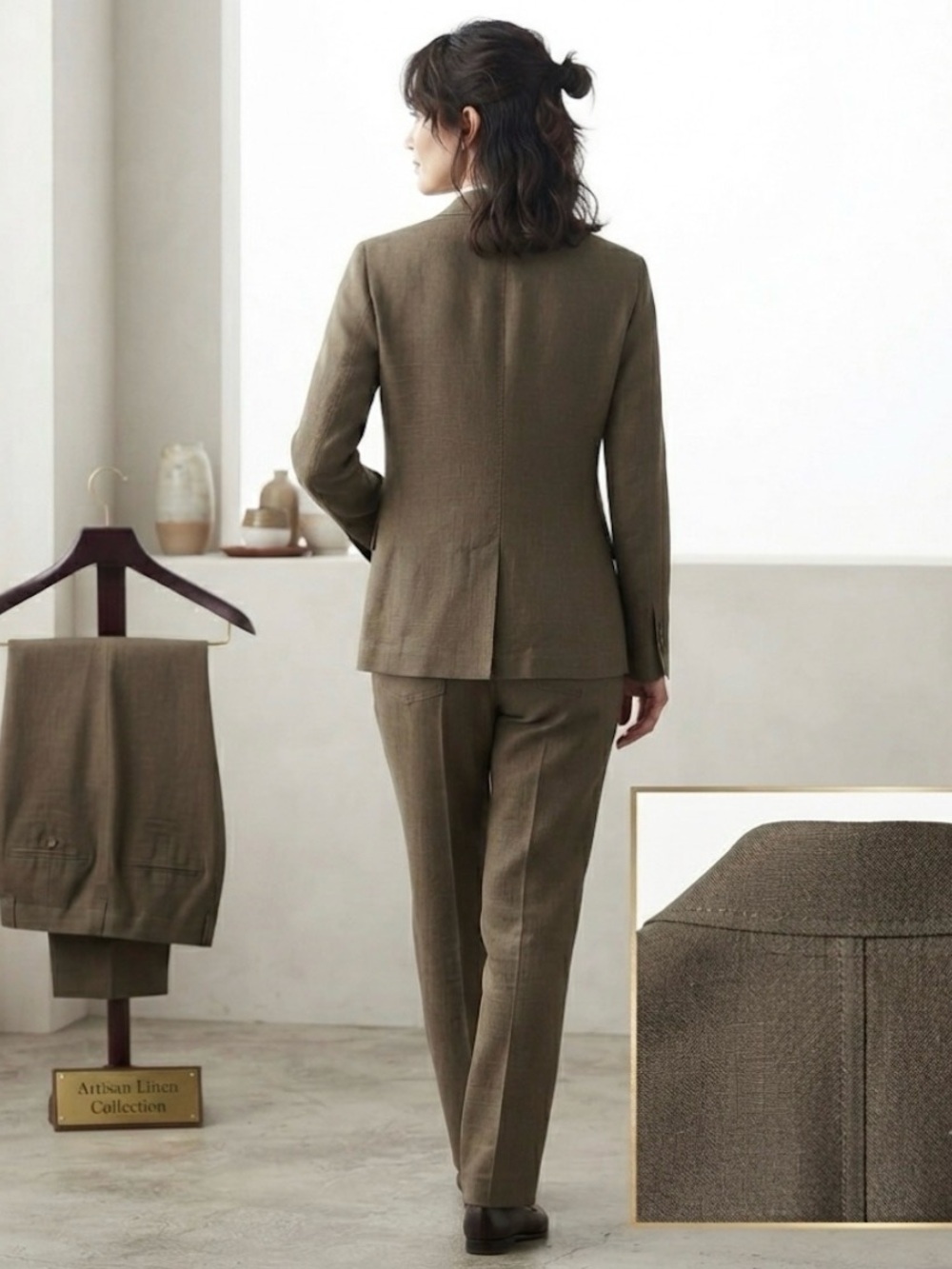 Merona Women's Brown linen suit - 20w - Picture 3 of 11